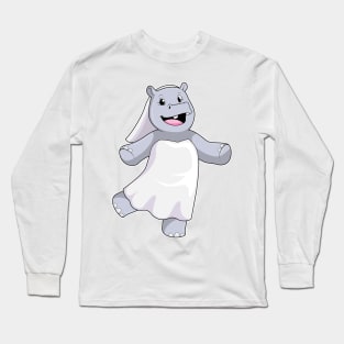 Hippo as Bride with Veil Long Sleeve T-Shirt